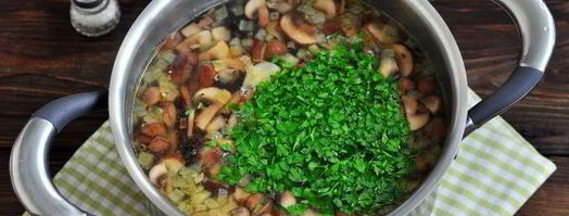 грибной суп на курином бульоне. Шаг 12