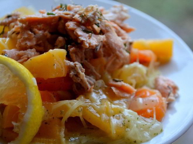 Рецепт овощного рагу на рыбном бульоне