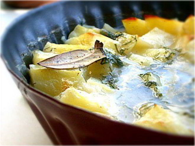 Рецепт печеного картофеля в бульоне