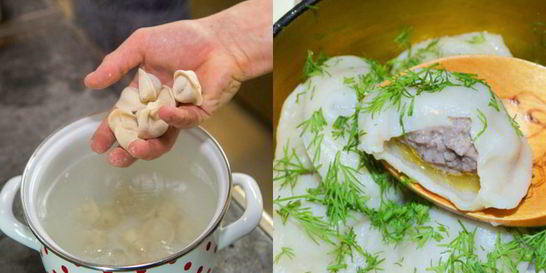 Пельмени с бульоном