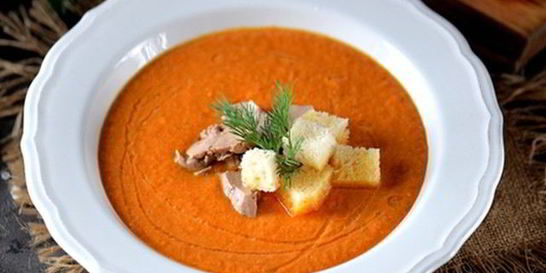 Гаспачо с печенью трески