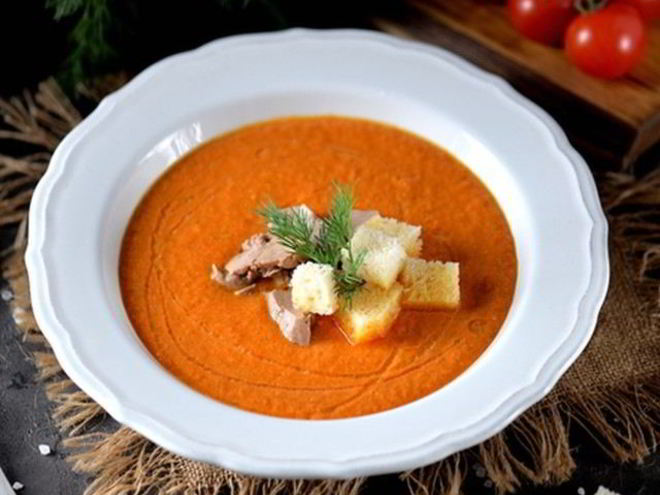 Рецепт гаспачо с печенью трески