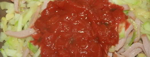 гороховый суп на баранине с кабачком и сарделькой. Шаг 5