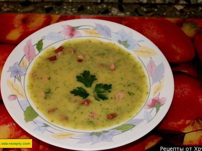 Рецепт горохового супа с беконом и ветчиной