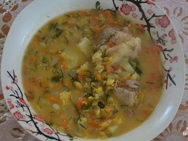 Рецепт горохового супа со свининой в мультиварке