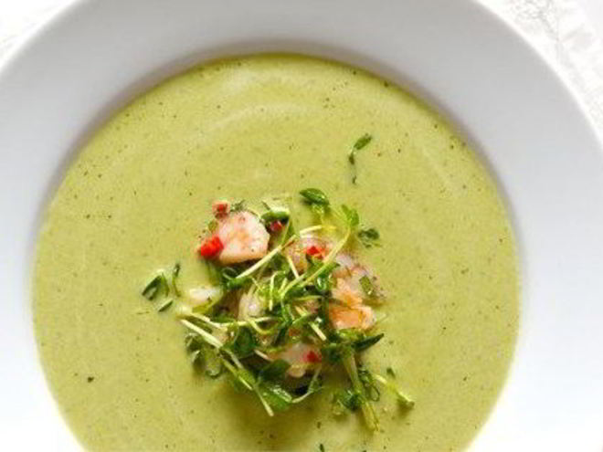 Рецепт холодного горохового супа с креветками