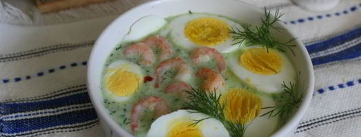 летний холодный суп с креветками и яйцом. Шаг 8