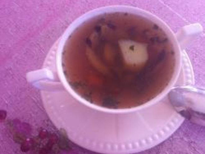 Рецепт куриного супа с печеным луком