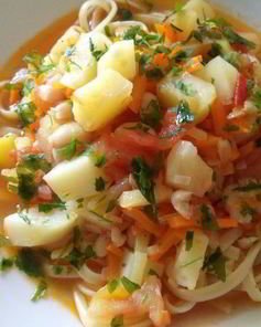 Лагман с фасолью