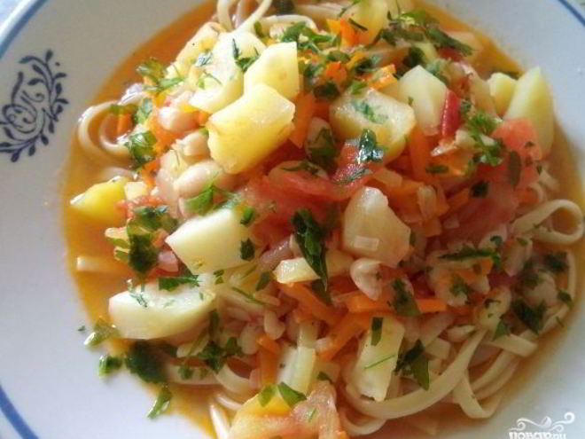 Рецепт лагмана с фасолью