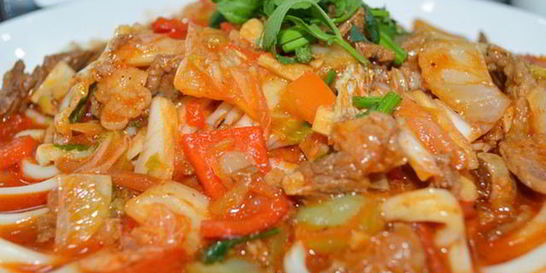 Ленивый лагман с курицей