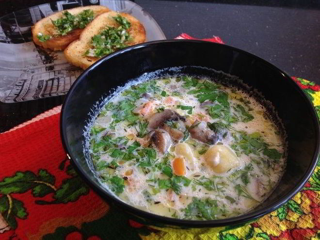 Рецепт молочного супа с грибами