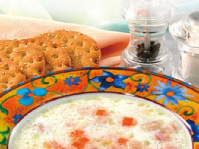 Рецепт молочного супа с копченостями