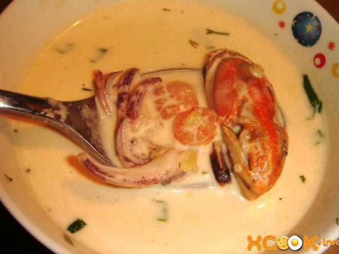Рецепт молочного супа с морепродуктами