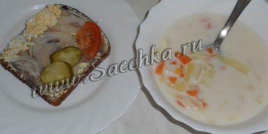 Молочный суп с овощами