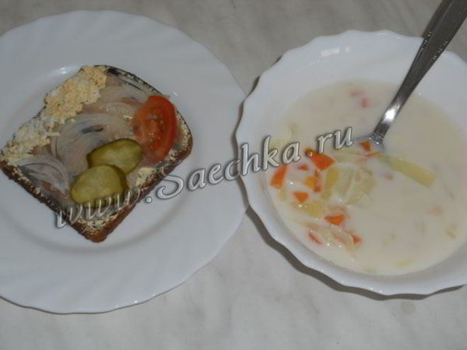 Рецепт молочного супа с овощами