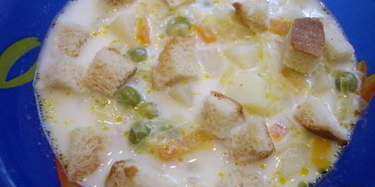 Суп молочный с овощами
