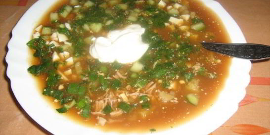 Окрошка мясная на квасе