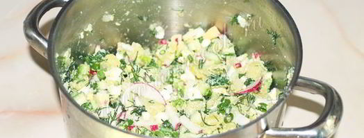 окрошка на кефире без колбасы. Шаг 9