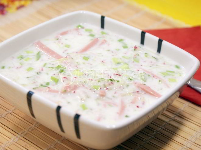 Рецепт окрошки на кефире и минералке