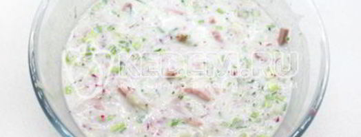 окрошка на кефире и минералке. Шаг 4