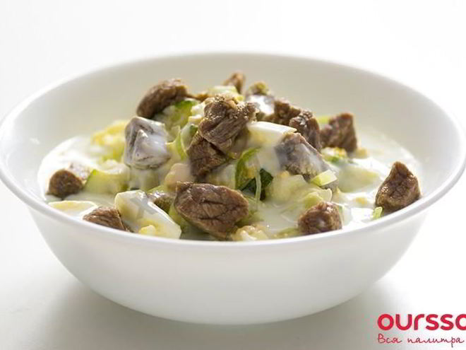 Рецепт окрошки на кефире с говядиной