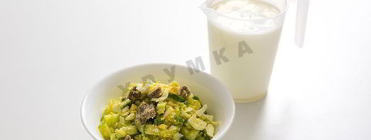 окрошка на кефире с говядиной. Шаг 7