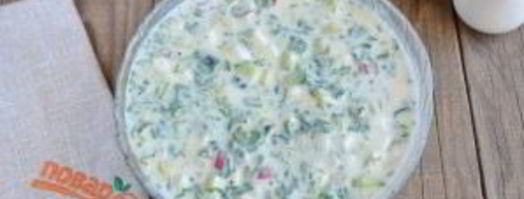 окрошка на кефире с крапивой и мятой. Шаг 9