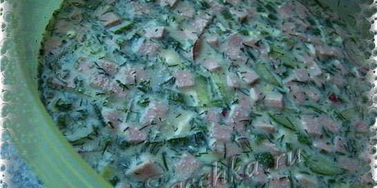 Окрошка на кефире с минералкой