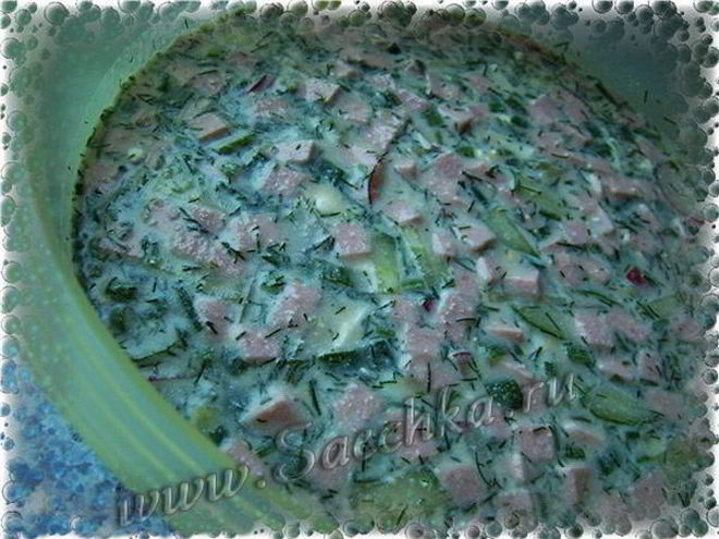 Рецепт окрошки на кефире с минералкой