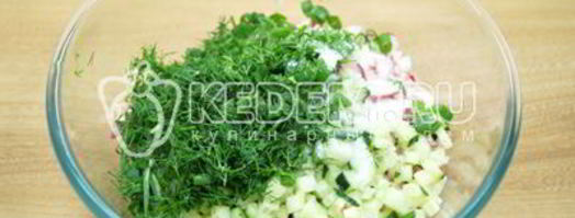 окрошка на кефире. Шаг 7