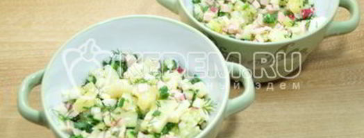 окрошка на кефире. Шаг 8