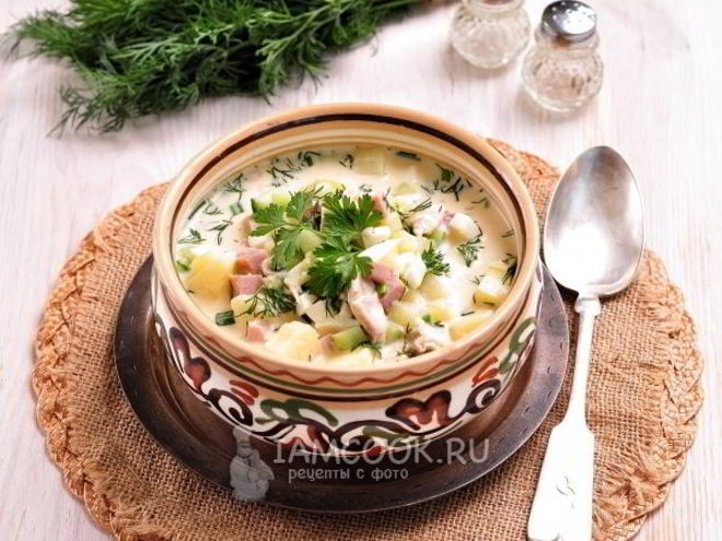 Рецепт окрошки на курином бульоне