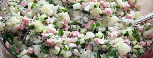 окрошка на квасе с вареной колбасой. Шаг 8