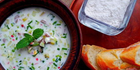 Окрошка на сметане с мясом