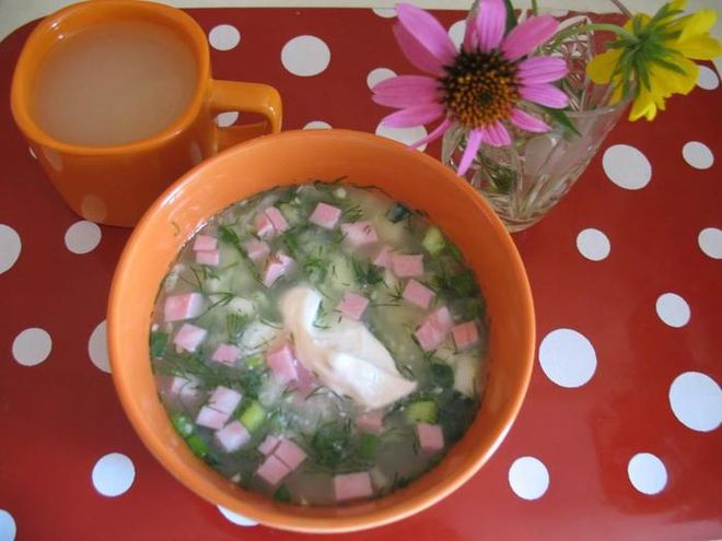 Рецепт окрошки на сыворотке с хреном