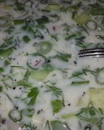 Окрошка на турецком айране и минералке с горчицей