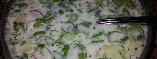 окрошка на турецком айране и минералке с горчицей. Шаг 4