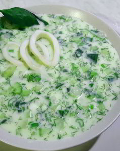 Окрошка с кальмарами