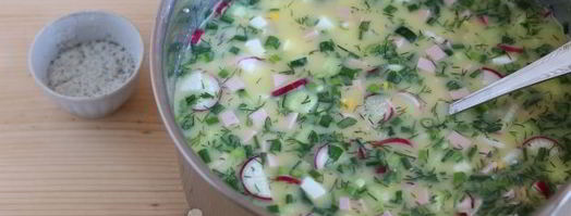 окрошка с колбасой на сыворотке. Шаг 20