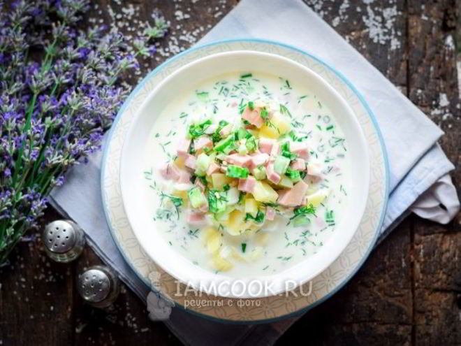 Рецепт окрошки с колбасой на воде