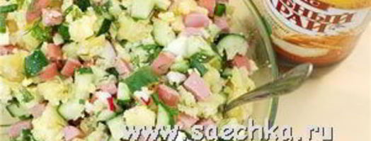 окрошка с копчеными сосисками. Шаг 7