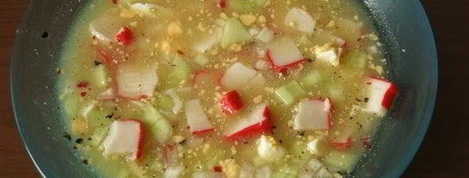 окрошка с крабовыми палочками. Шаг 5