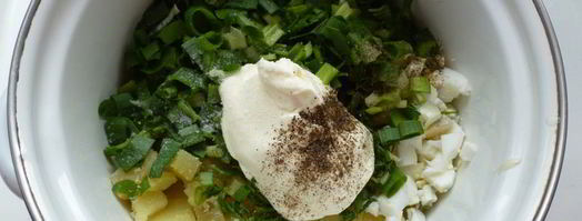 окрошка с малосольной семгой. Шаг 4