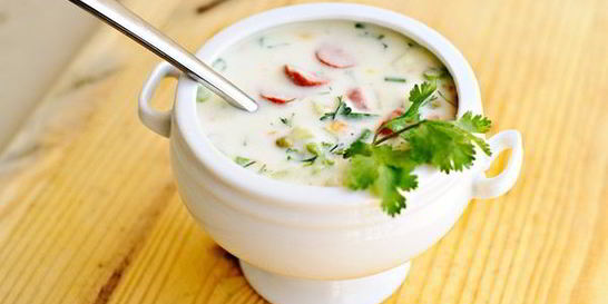 Окрошка с сосисками