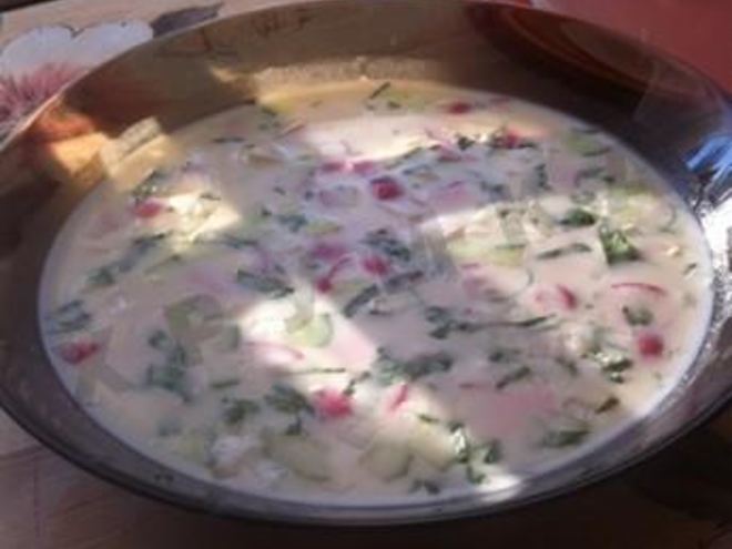 Рецепт сельдереевой окрошки на кефире