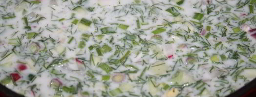 весенняя окрошка с отварной говядиной на кефире и минералке. Шаг 6