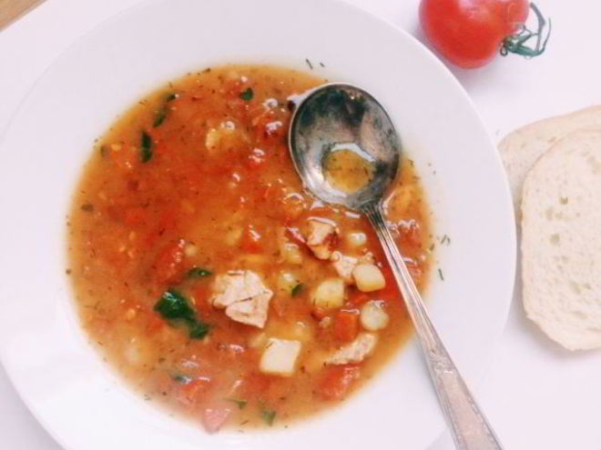 Рецепт овощного супа с курицей