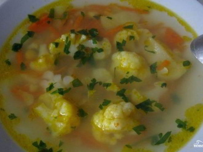 Рецепт овощного супа с цветной капустой