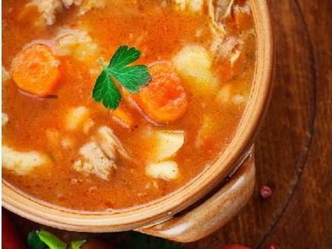 Рецепт супа овощной с мясом в горшочке